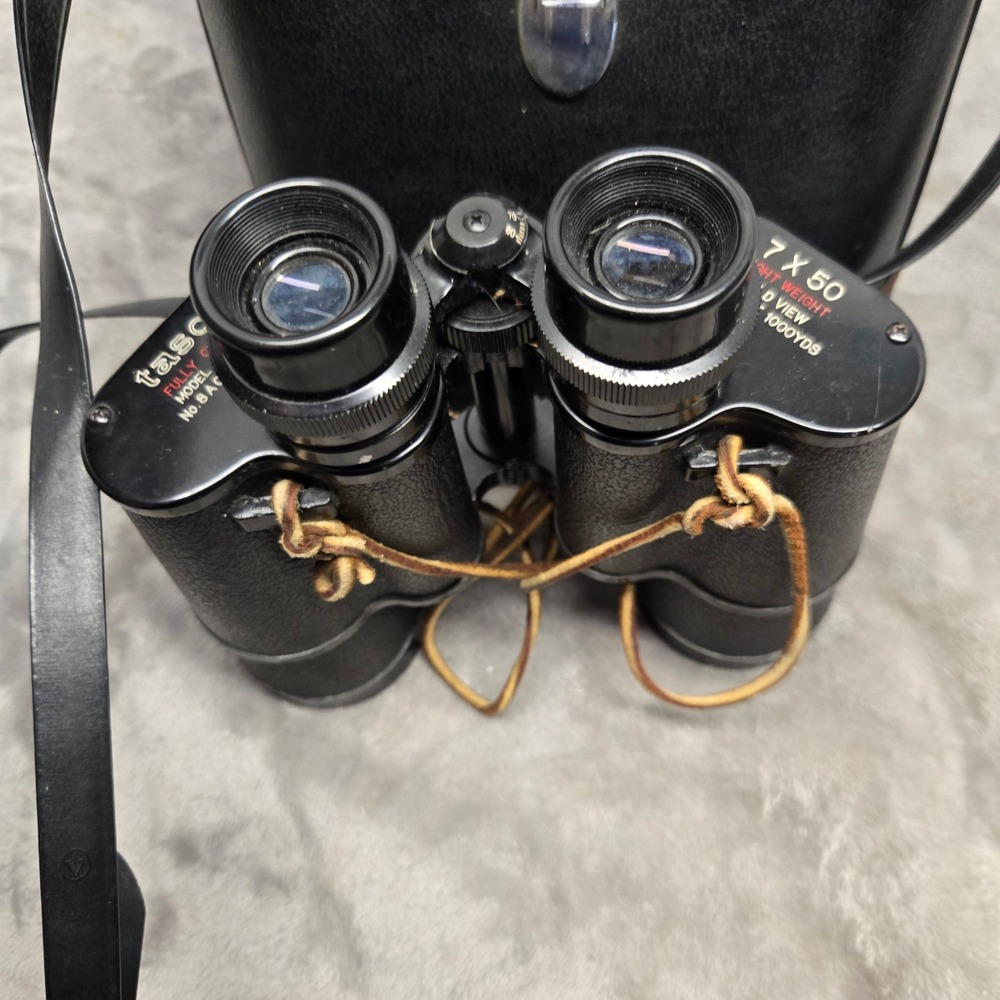 Vintage Tasco 7x50 Binoculars Model 306 Fully Coated Japan with Hard Case Black